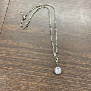 Sabika Necklace w Large Clear Pendant